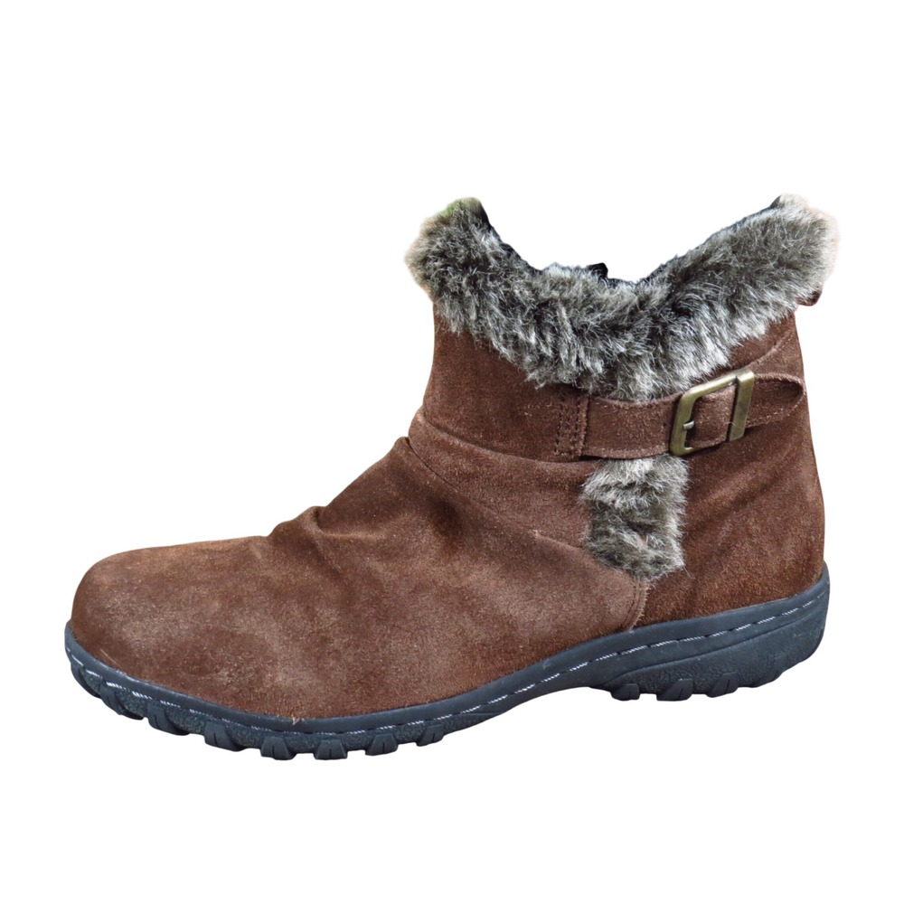 Khombu Lindsey Womens Ankle Winter Boots Size 10 M Cold Weather Brown Leather